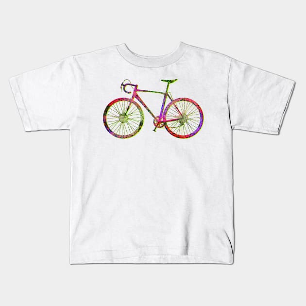 Cyclocross Bicycle Glitch Kids T-Shirt by TheWanderingFools